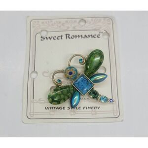 SWEET ROMANCE USA BEAUTIFUL MURANO GLASS MILLEFIORI DRAGONFLY BROOCH